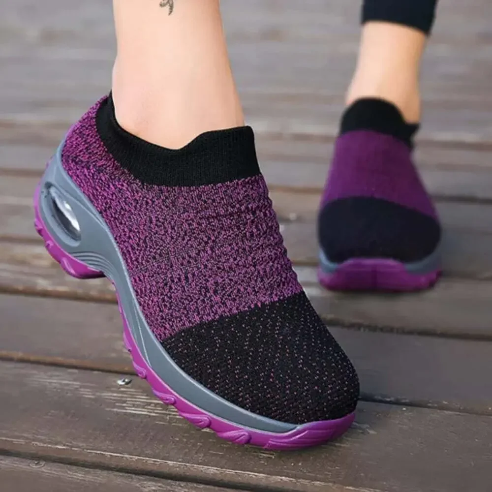 Gloryinterest Walking Shoes for Women Sock‎ Sneakers Purple US size 4.5